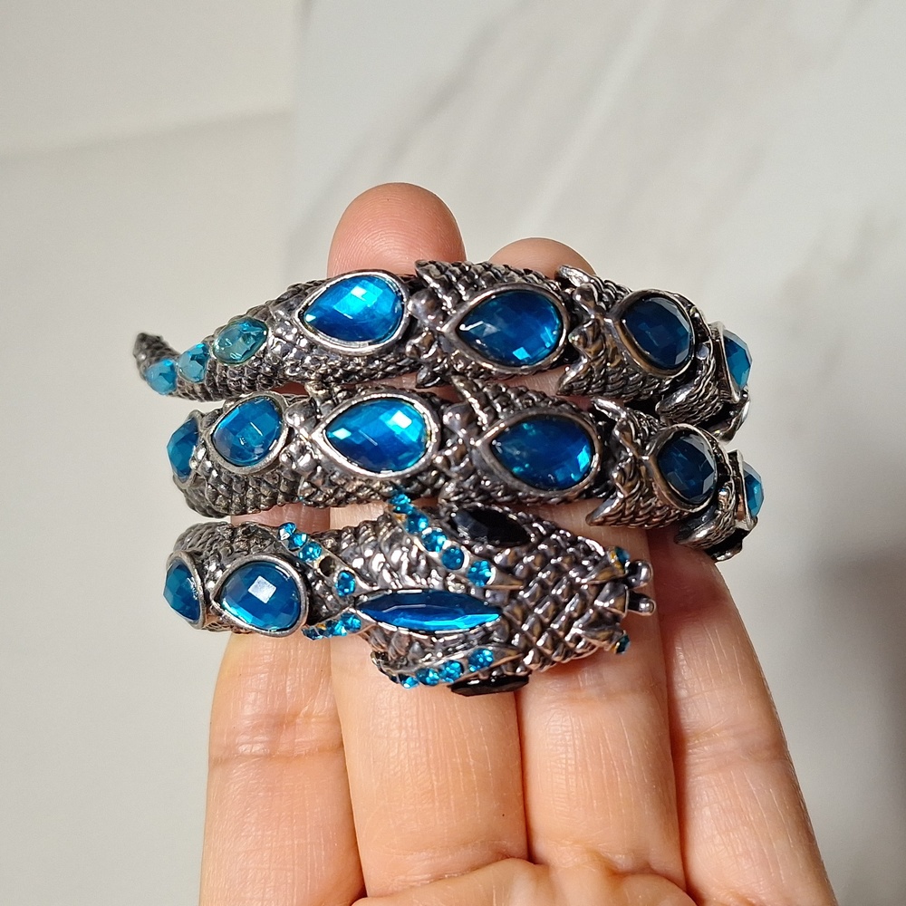 NEW! Blue Wrapped Silver Bracelet